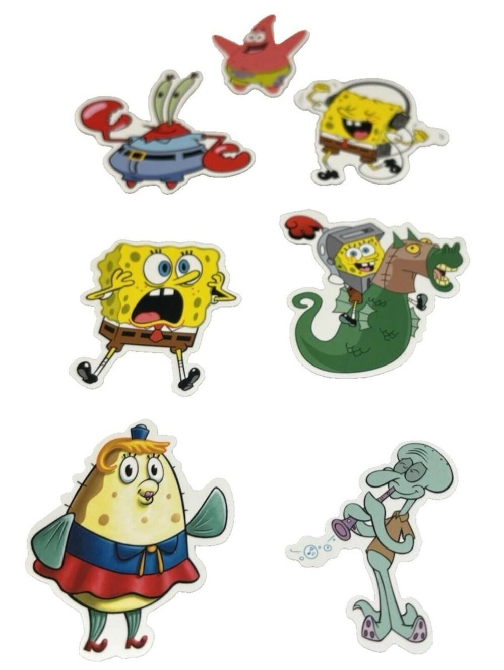 SpongeBob SquarePants 7pc Vinyl Stickers Set Cartoon Water Bottle Laptop Decals